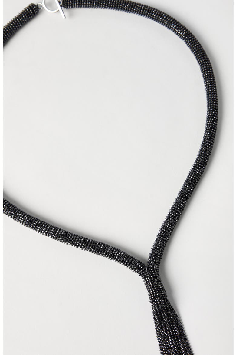 Monili tie necklace, Alternate, color, Black