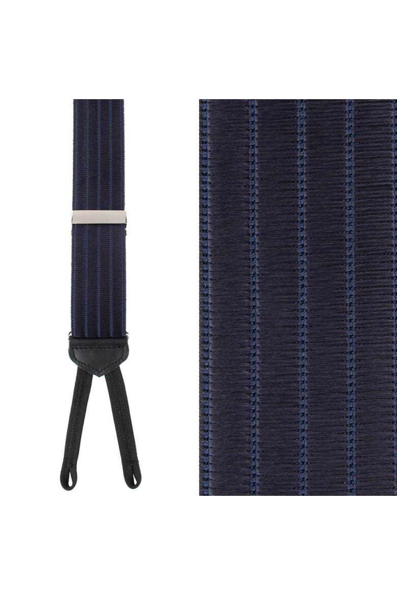 Jefferson Brushed Pinstripe Elastic Formal End Suspenders, Main, color, Navy Blue