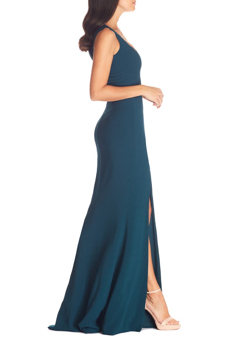 Monroe Side Slit Gown, Alternate, color, PINE