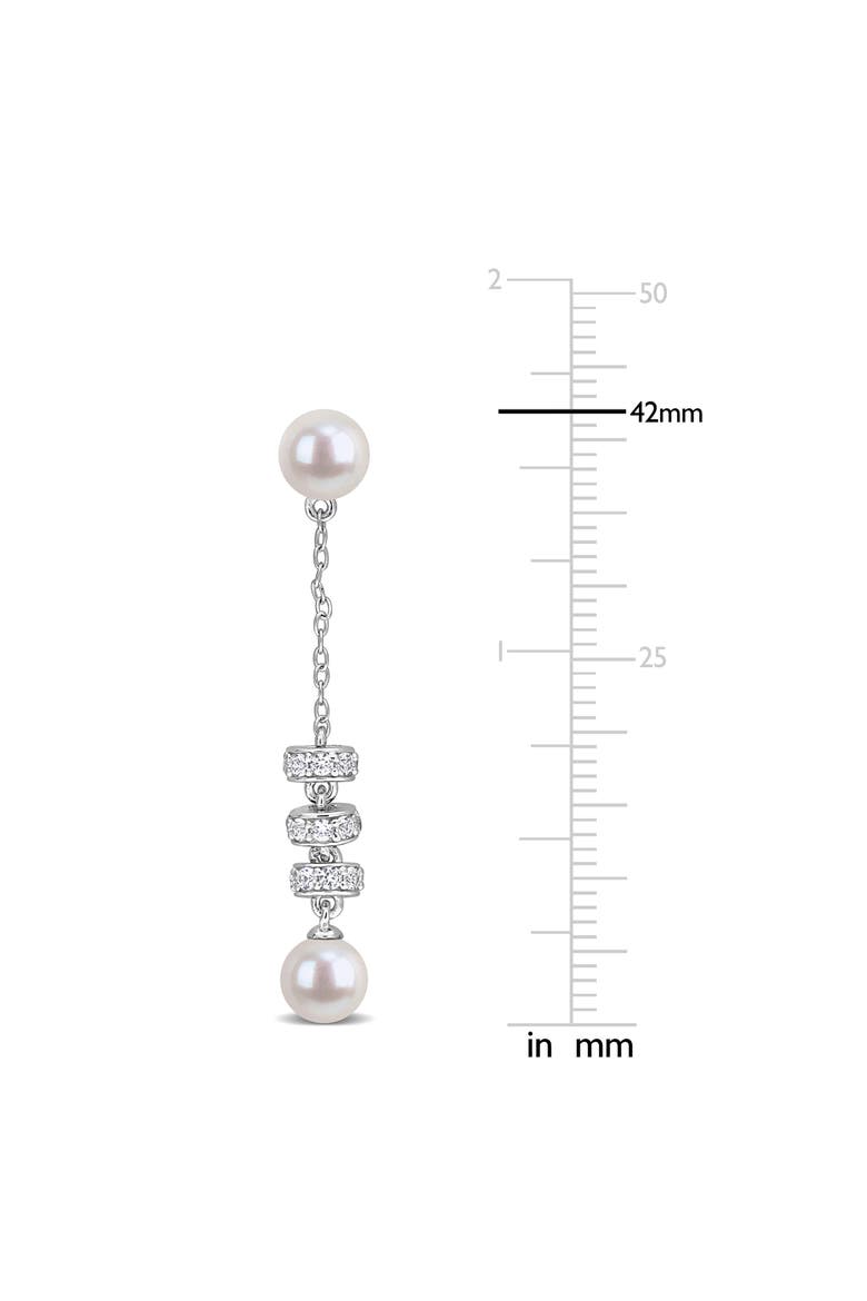 Cultured Pearl & White Sapphire Drop Earrings, Alternate, color, WHITE