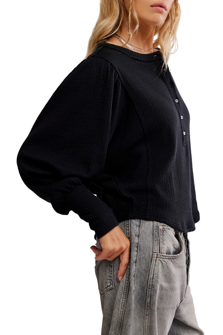 Quinn Rib Henley Top, Alternate, color, BLACK