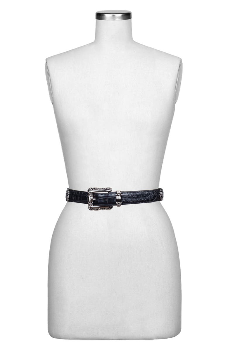 Patricia Nash Barni Distressed Croc-Embossed Leather, Alternate, color, Black