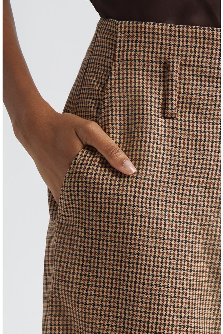 Liam Houndstooth Wide Leg Wool Pants, Alternate, color, TAN MULTI