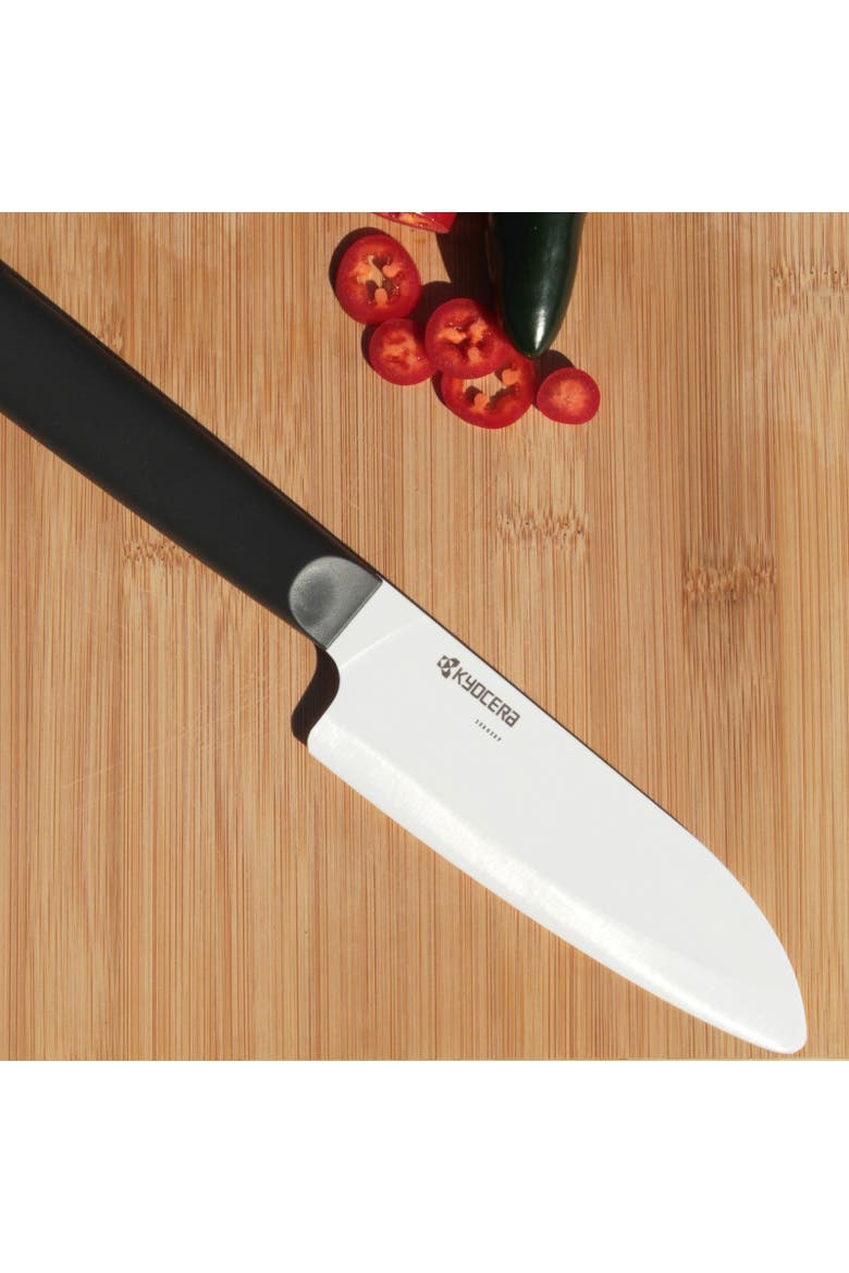 INNOVATIONwhite® 6-Inch Ceramic Santoku Chef's Knife, White Blade with Non-Slip Black Handle, Alternate, color, White