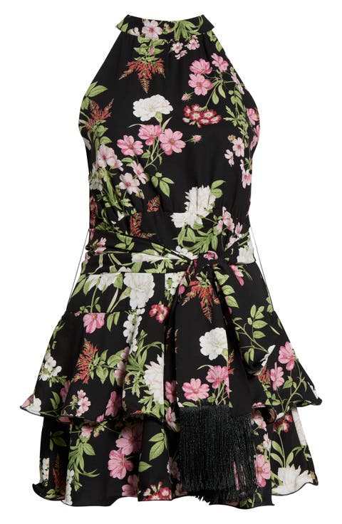 Mariena Ruffle Halter Minidress