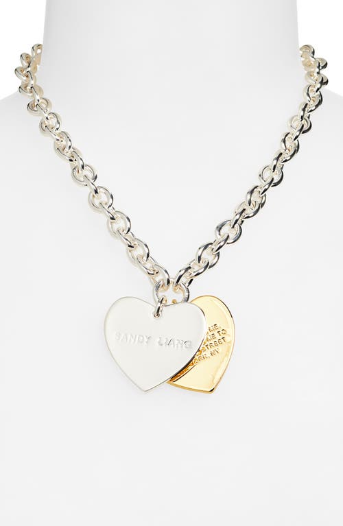 Sandy Liang Found Double Heart Pendant Necklace In Metallic