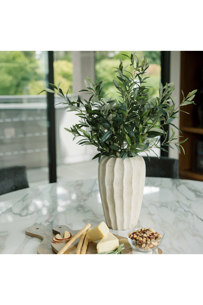 30" Faux Olive Arrangement in Artisan Vase, Alternate, color, Crème