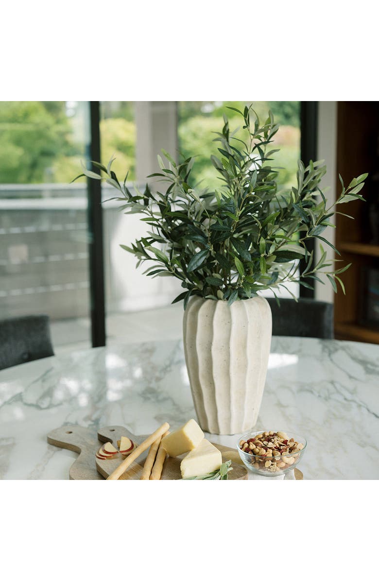 CG Hunter 30" Faux Olive Arrangement in Artisan Vase, Alternate, color, Crème