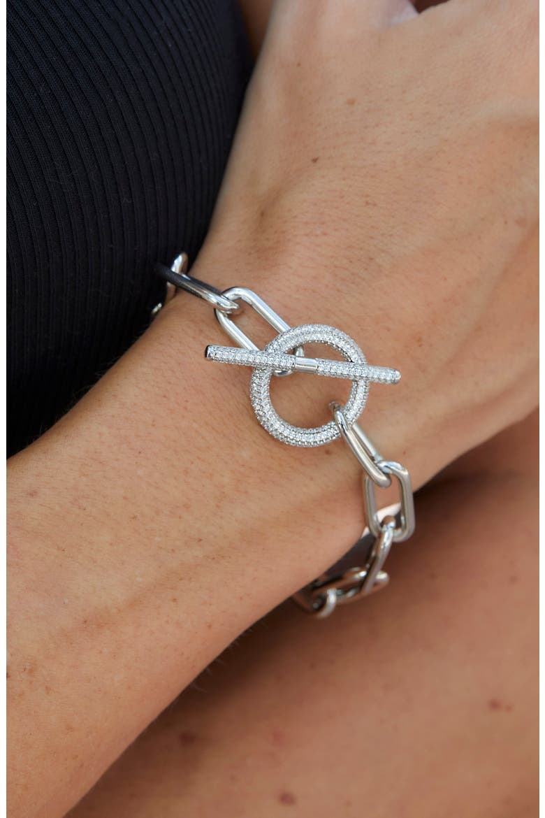 Pave Toggle Link Bracelet, Alternate, color, WHITE