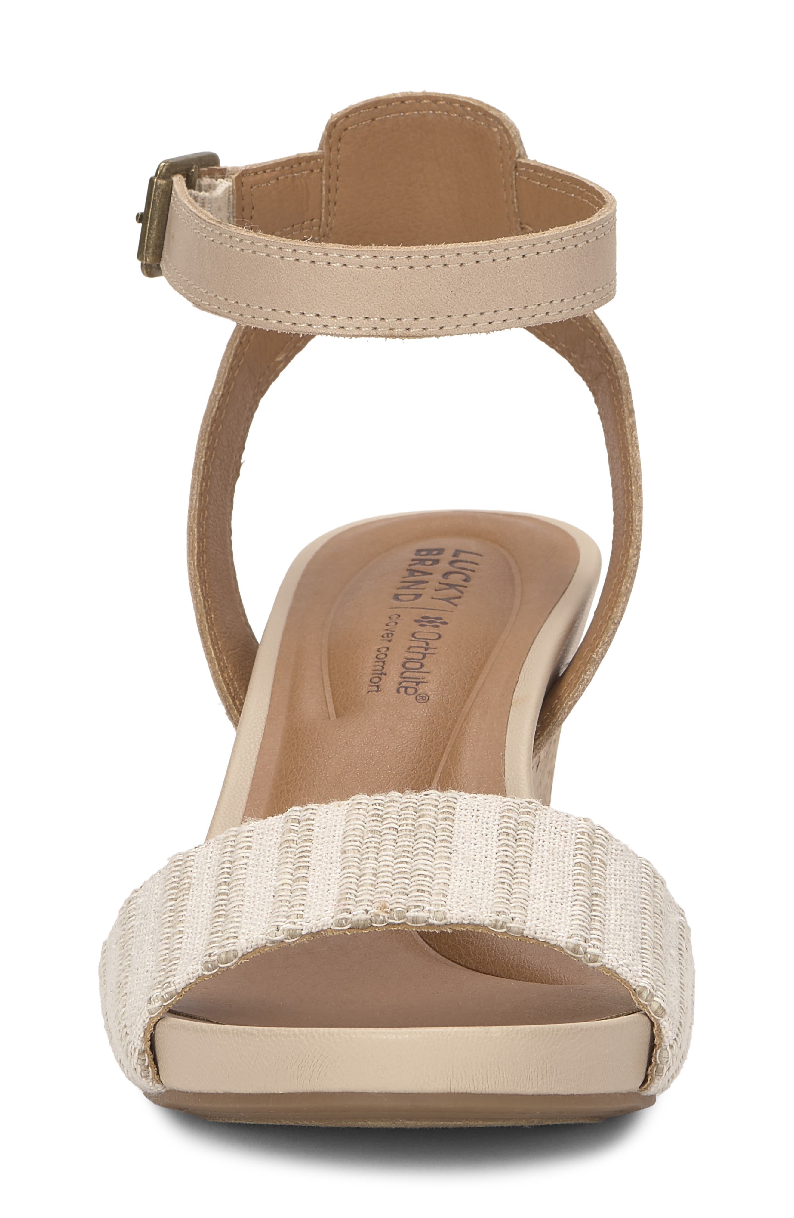 Lucky Brand Lynda Ankle Strap Platform Wedge Sandal, Alternate, color, Natural Multi