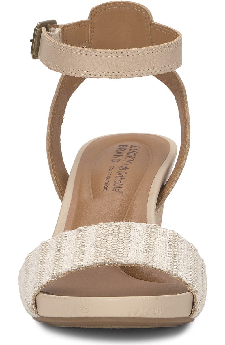 Lucky Brand Lynda Ankle Strap Platform Wedge Sandal, Alternate, color, Natural Multi
