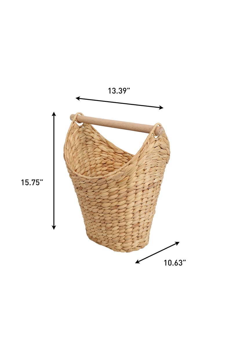 HAPPIMESS Talia Classic Coastal Hand-Woven Water Hyacinth Toilet Paper Basket with Wood Bar, Alternate, color, Natural