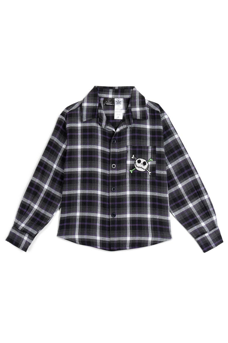 Long Sleeve Button Down Shirt, Main, color, Jack Skellington Black Black