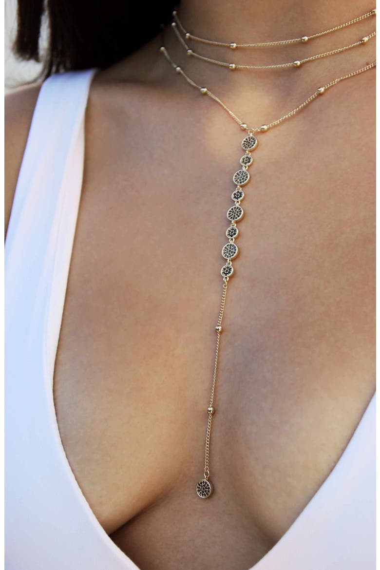 Triple Layer Y-Necklace, Alternate, color, BLACK