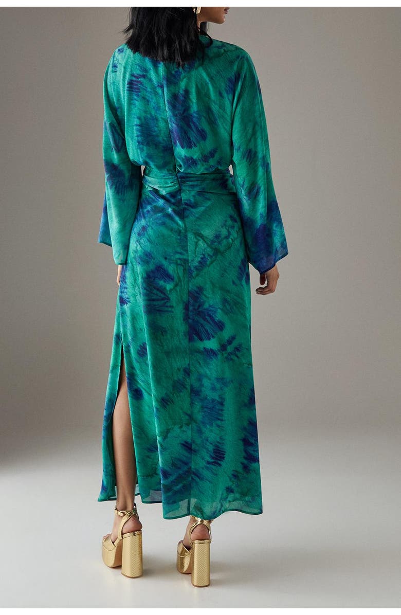 Warehouse Chiffon Wrap Knot Front Maxi Dress, Alternate, color, Green