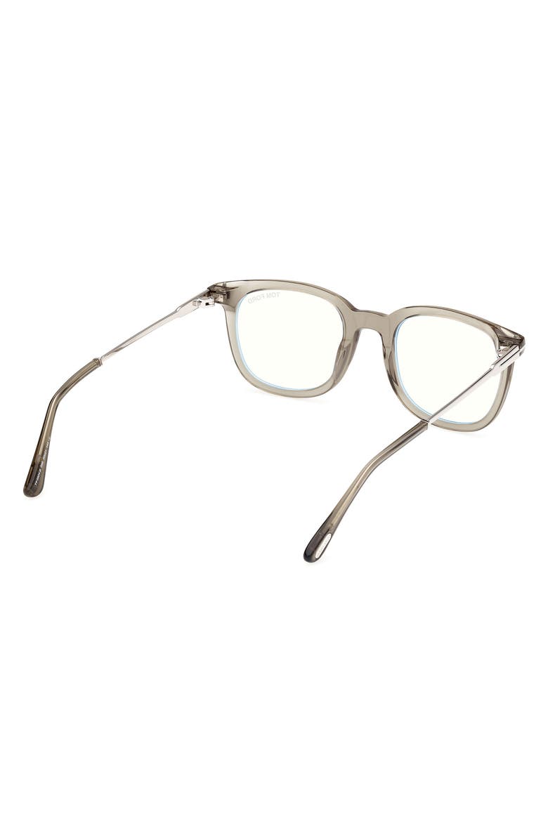 TOM FORD 50mm Square Blue Light Blocking Glasses, Alternate, color, Olive / T Logo / Blue Block