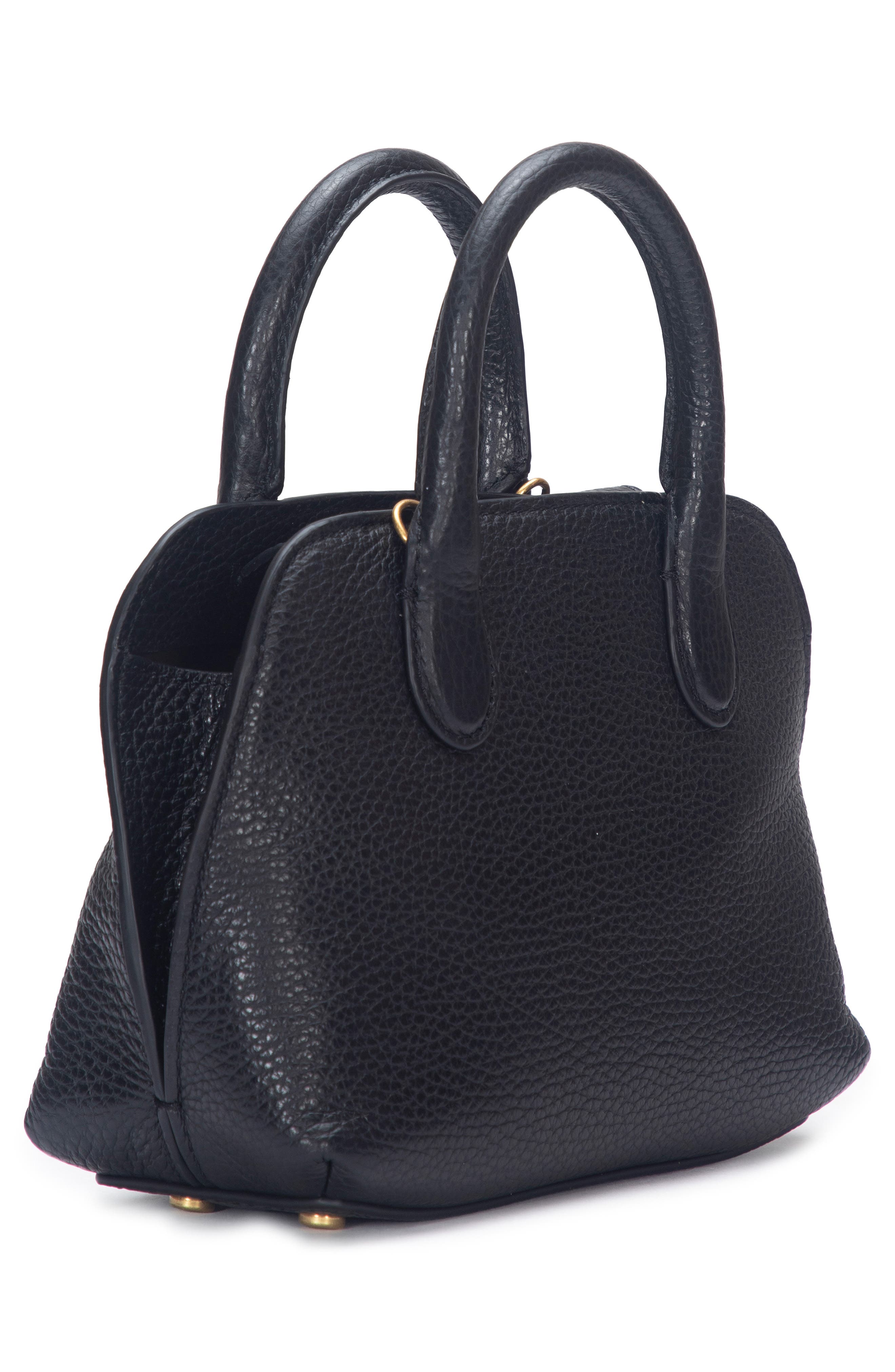 Vince Mini Delphine Pebble Leather Top Handle Bag, Alternate, color, Black