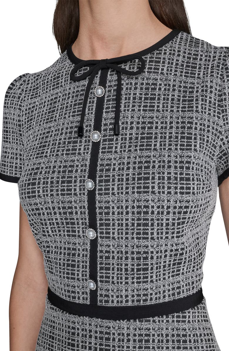 KARL LAGERFELD PARIS Knit Jacquard Dress, Alternate, color, Black Soft White