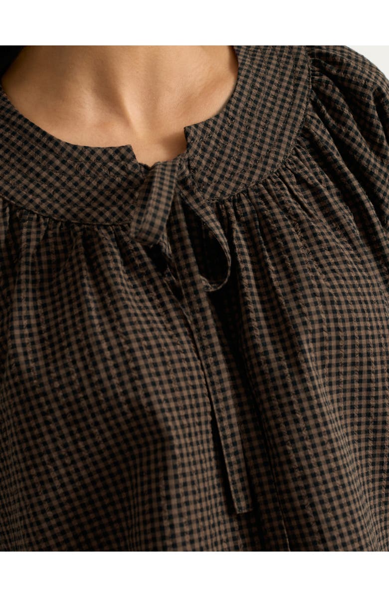 Albaray Gingham Blouson Sleeve Top, Alternate, color, Chocolate