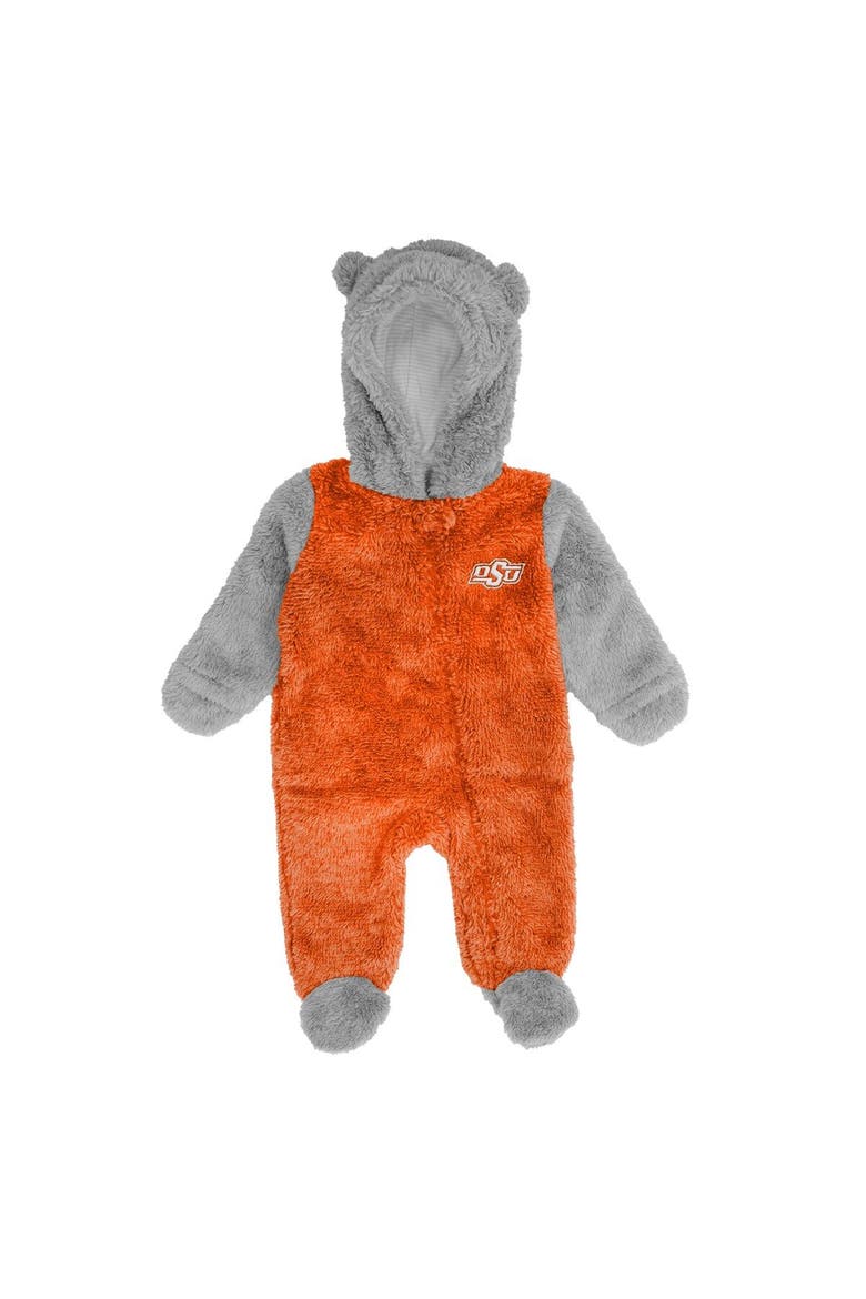 Newborn Orange/Gray Oklahoma State Cowboys Game Nap Teddy Fleece Bunting Full-Zip Sleeper, Main, color, Orange