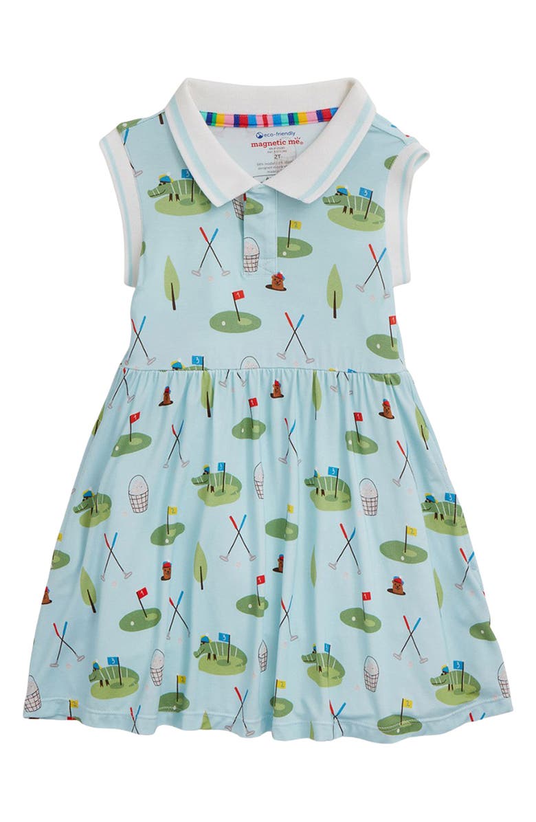 Magnetic Me Kids' Gopher It Magnetic Polo Dress, Main, color, Blue