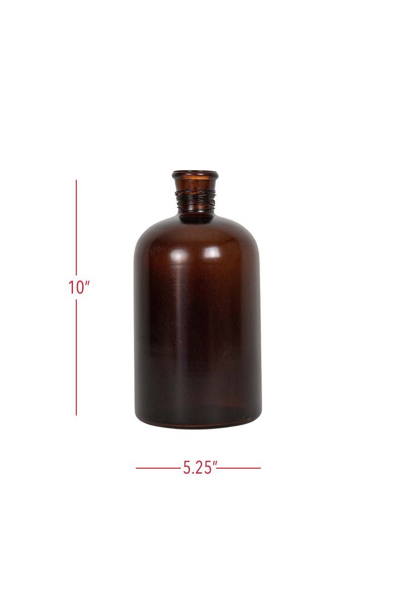 Wrapped Neck Vase Amber Glass & Metal, Alternate, color, Brown