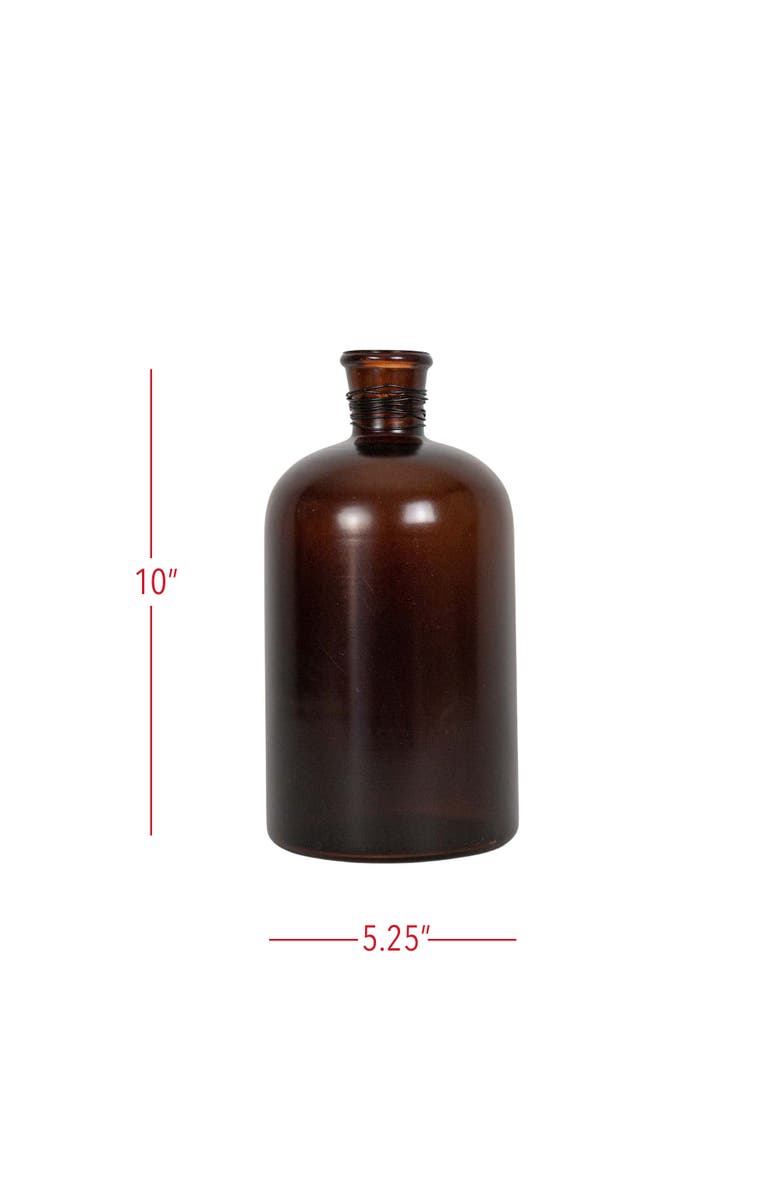 Foreside Home and Garden Wrapped Neck Vase Amber Glass & Metal, Alternate, color, Brown