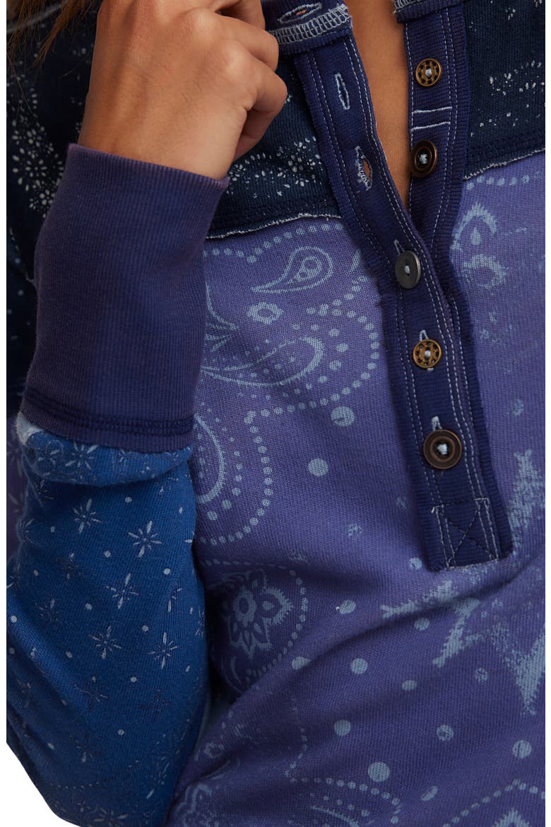 Indie Patchwork Print Cotton T-Shirt, Alternate, color, INDIGO COMBO