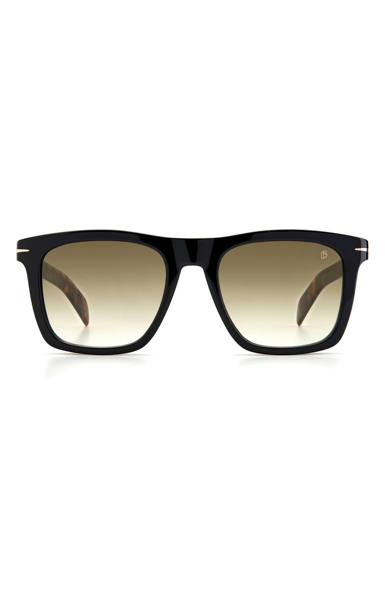 David Beckham Eyewear David Beckham 51mm International Fit Square Sunglasses, Main, color, Black Havana Gold