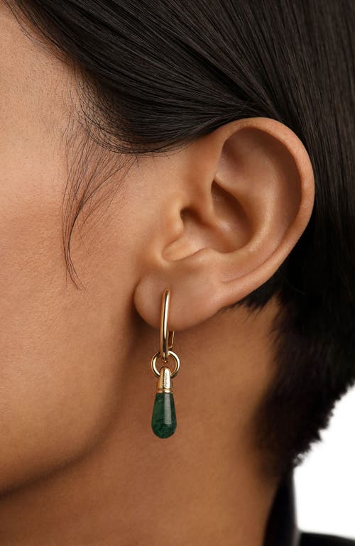 Pdpaola Jupiter Single Hoop In Green Aventurine