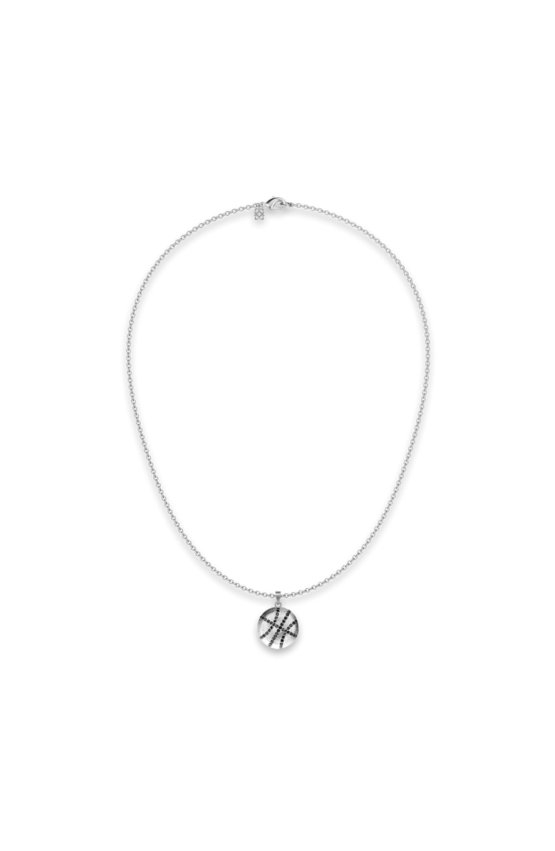 PASCAL The Basketball Crooked Ball Diamond Pavé Necklace, Alternate, color, Silver / Black Diamond