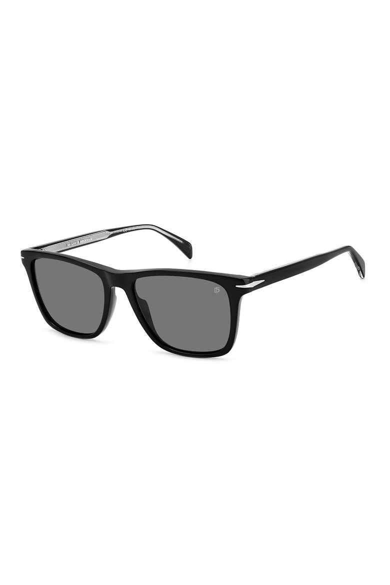55mm Polarized Rectangular Sunglasses, Alternate, color, BLACK