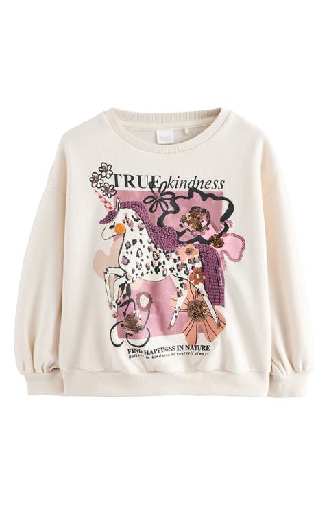 Kids' Unicorn Sequin Cotton Blend Sweatshirt (Little Kid & Big Kid)