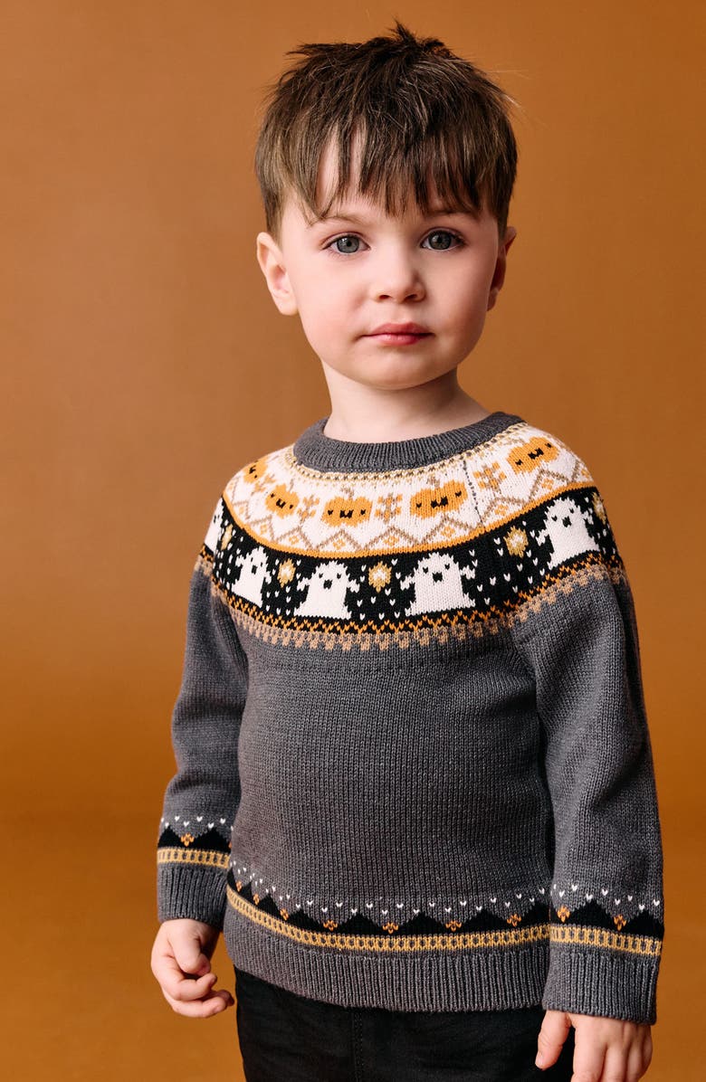 NEXT Kids' Halloween Fair Isle Sweater, Alternate, color, Grey