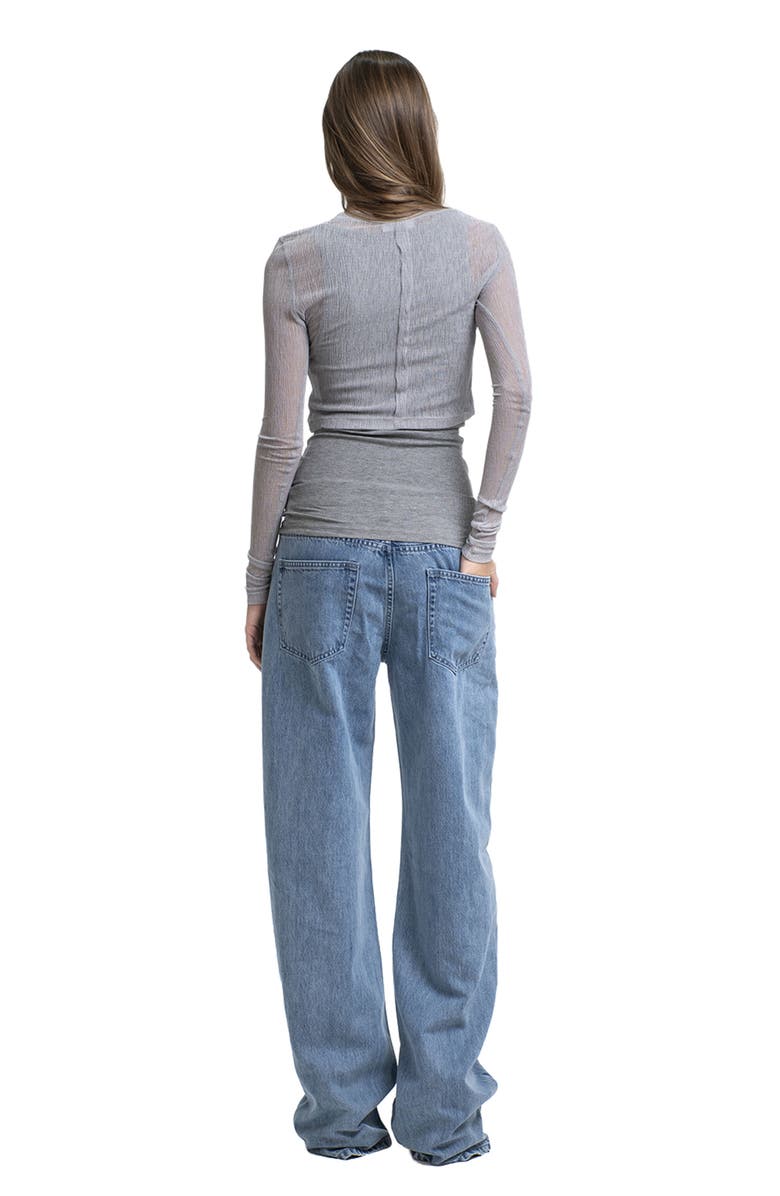 Mother of All Moa Mid Waist Soft Wide Leg Denim, Alternate, color, Light Denim