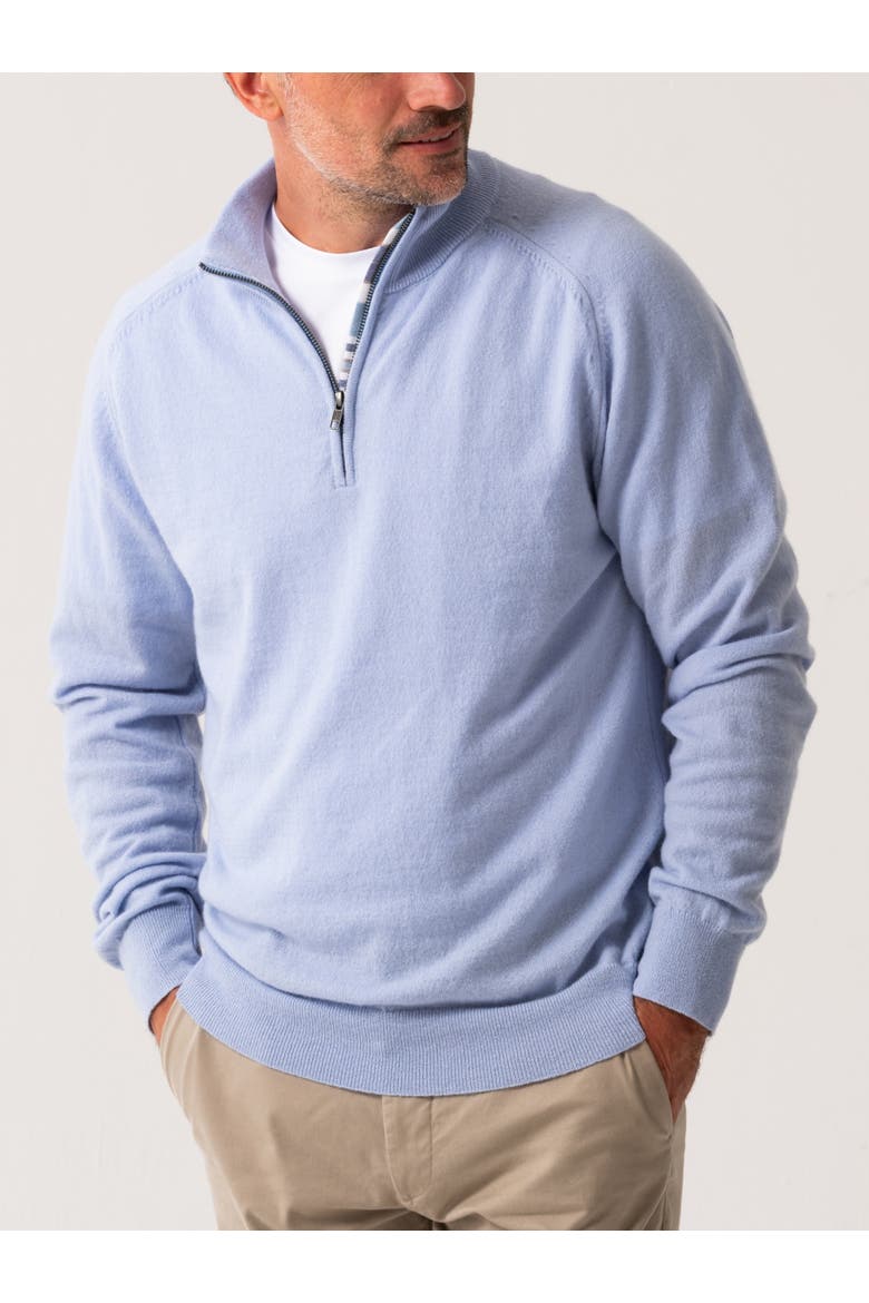 Cashmere Quatre Zip Sweater, Main, color, Light Blue