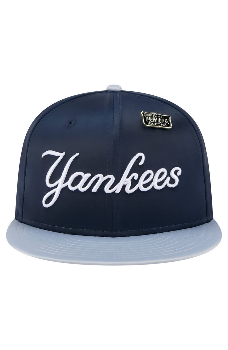 New Era Men's New Era Navy/Gray New York Yankees Satin 59FIFTY Fitted Hat, Alternate, color, Navy