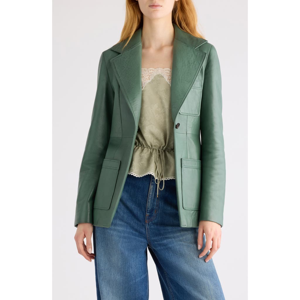 Chloé Tailored Leather Jacket In Green