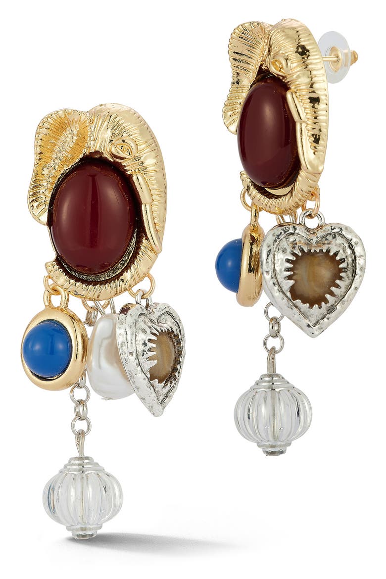 Charm Drop Earrings, Main, color, GOLD