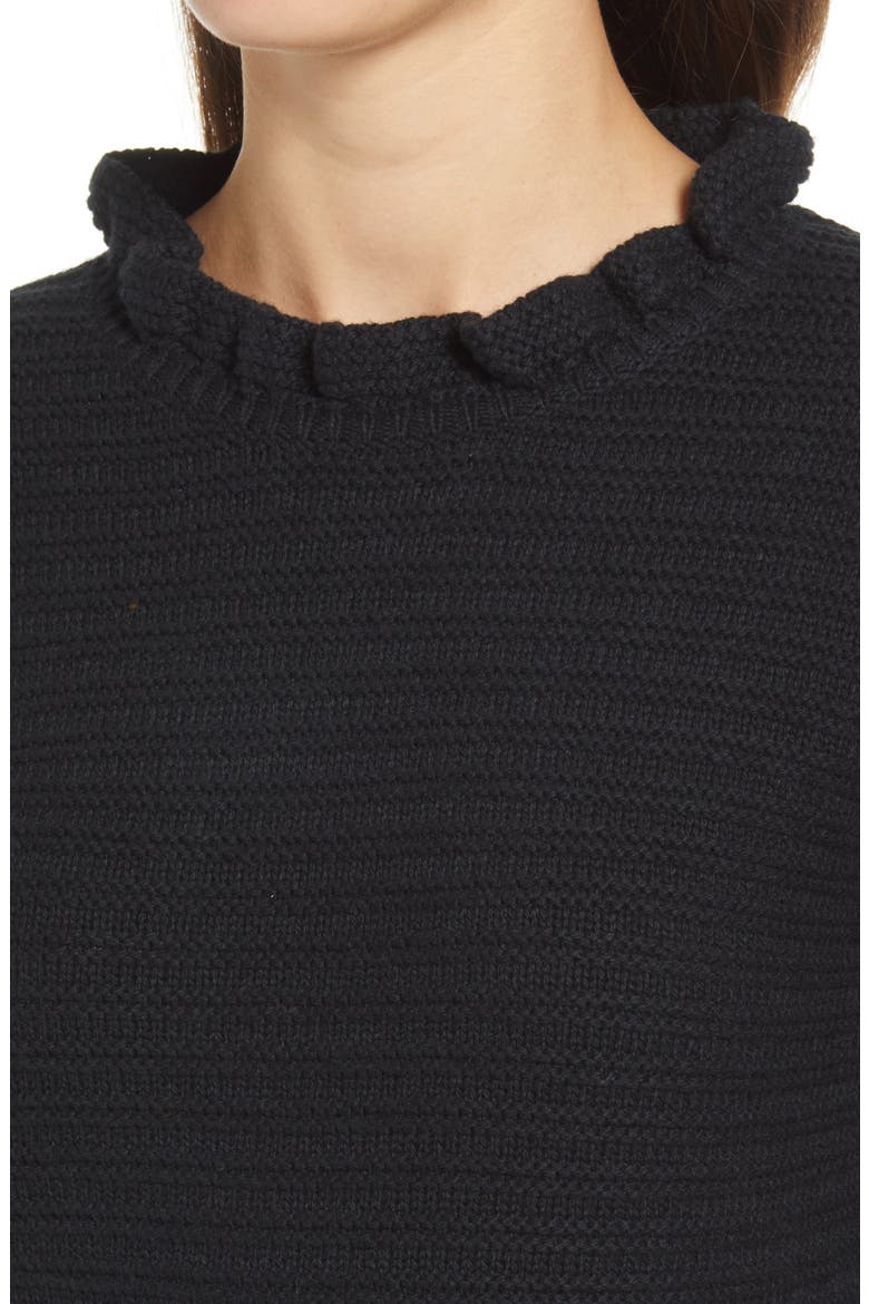 Ruffle Neck Sweater, Alternate, color, TRUE BLACK
