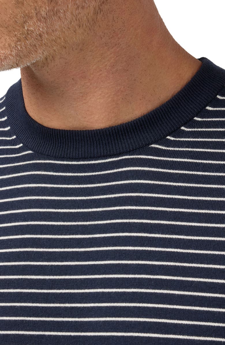 Mizzen+Main Ashe Stripe Crewneck Cotton Blend Sweater, Alternate, color, Navy Pearl White Stripe