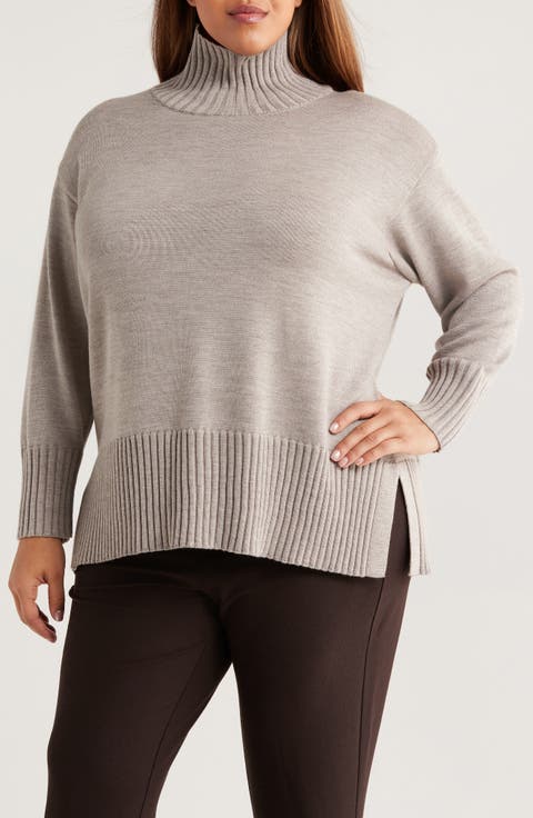 Eileen Fisher  Turtle Neck レディース Sweaters Bone Merino Jersey V-Neck Top in Regenerative Wool | EILEEN FISHER