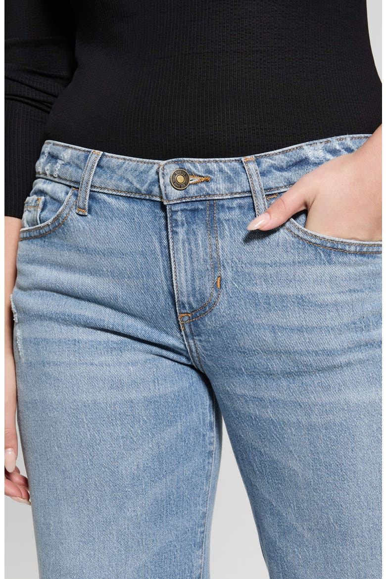 Low Rise Distressed Slouchy Straight Leg Jeans, Alternate, color, BLUE