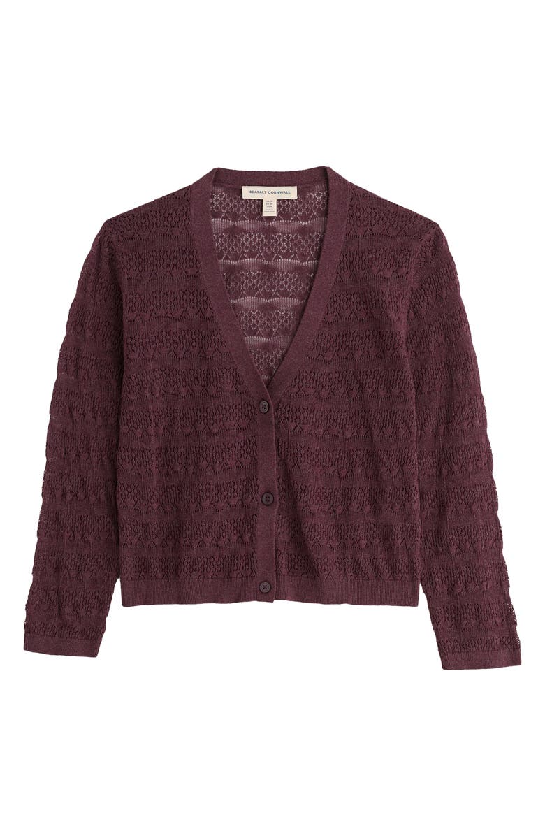 Seasalt Cornwall Sweet Day Pointelle Organic Cotton Cardigan, Alternate, color, Knit Melange Cacao
