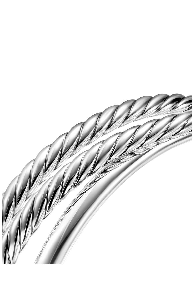 Bold Crossover Three Row Cuff Bracelet in Sterling Silver, 19mm, Alternate, color, SILVER