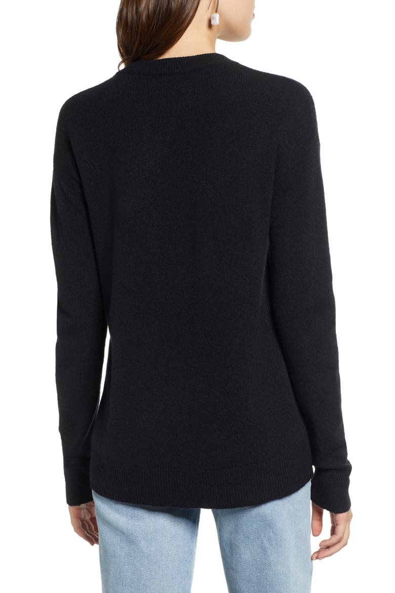 Crewneck Wool Blend Sweater, Alternate, color, BLACK