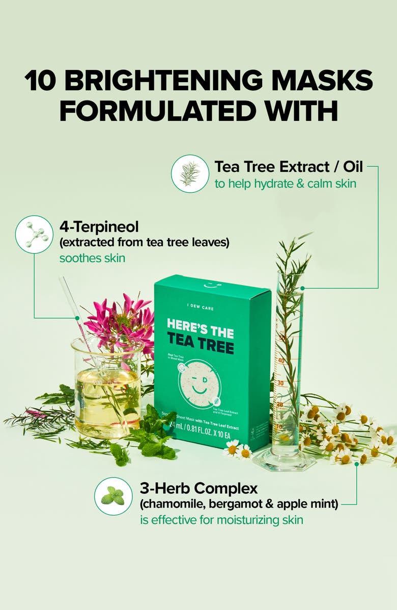 I DEW CARE Tea Tree Soothing 10-Piece Sheet Mask Set, Alternate, color,