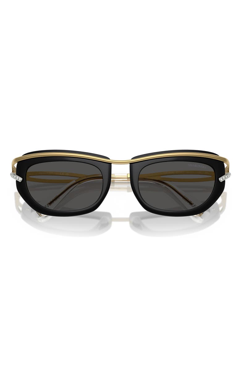 Swarovski 52mm Pillow Sunglasses, Alternate, color, Black