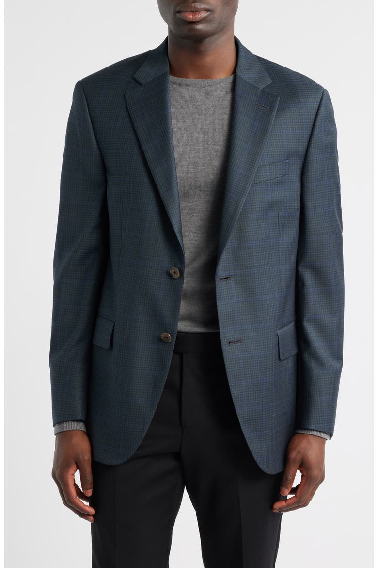 Flynn Classic Fit Dark Green Check Wool Sport Coat, Main, color, GREEN