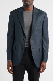 Peter Millar Flynn Classic Fit Dark Green Check Wool Sport Coat